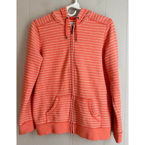 L.L. Bean Women's Full Zip Up Hoodie Womens Sz S Striped Coral, Sweaterweather - Picture 2 of 6